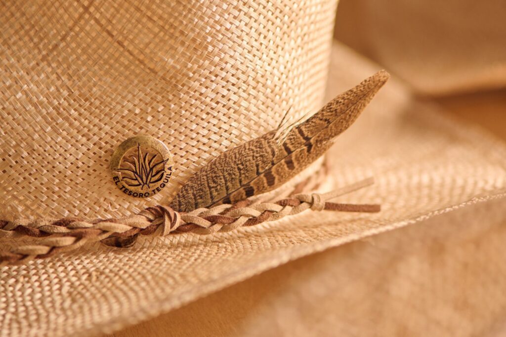 Close up of detail on a hat for El Tesoro Tequila